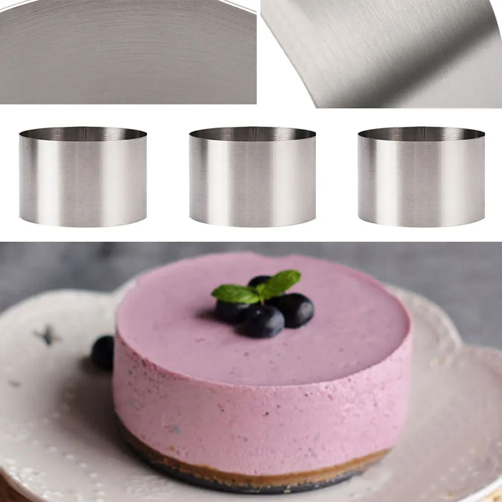 3pcs Professional Stainless Steel Cake Mould 8cm Baking Mold Food Ring Press Set Cooking Presentation Rosti Food Press Mould