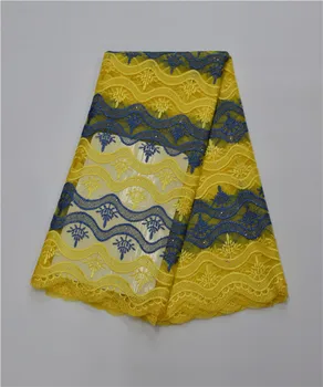 

Free delivery high quality african tulle lace fabric yellow net lace fabric with rhinestones for wedding 16.A20
