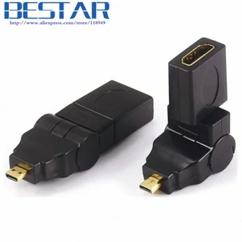 

Micro HDMI type D TO HDMI FEMALE 360 180d Rotating Swivel Right Angled Adapter hdmi
