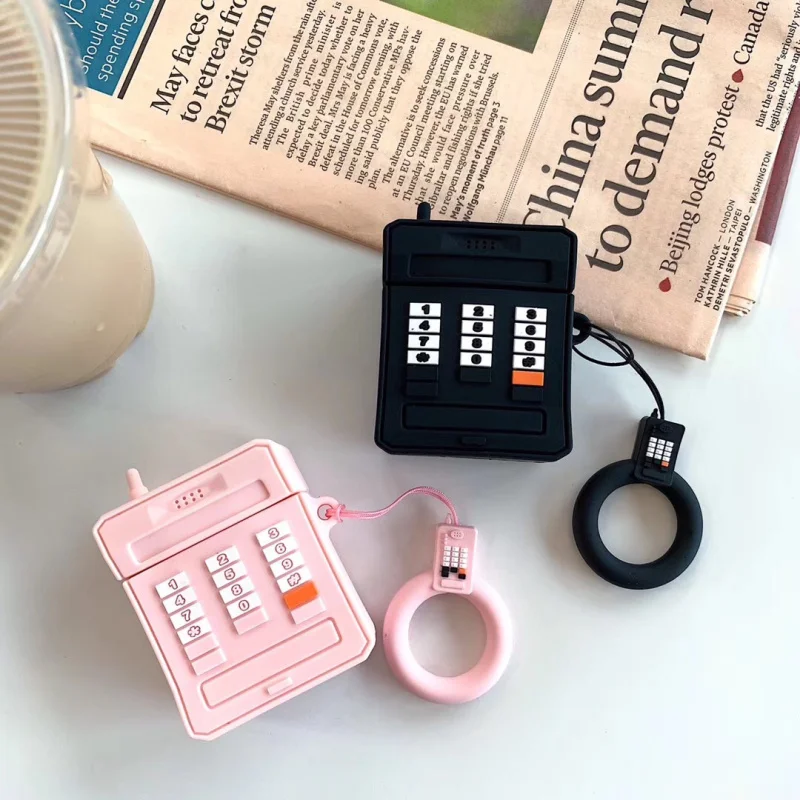 

Soft Cute Case for Airpods Cartoon Cell Phone Shape Anti-lost Strap Wireless Bluetooth Earphone Cover Headphone Accessories Shel