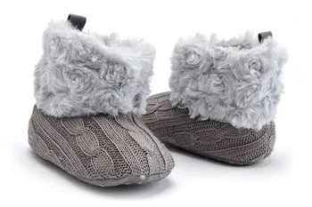 

Winter Baby Kid Boys Girls Knitted Fur 7 Color Toddlers Soft Sole Short Warm Soft Snow Boots Shoes 0-18 Months Baby Moccasins