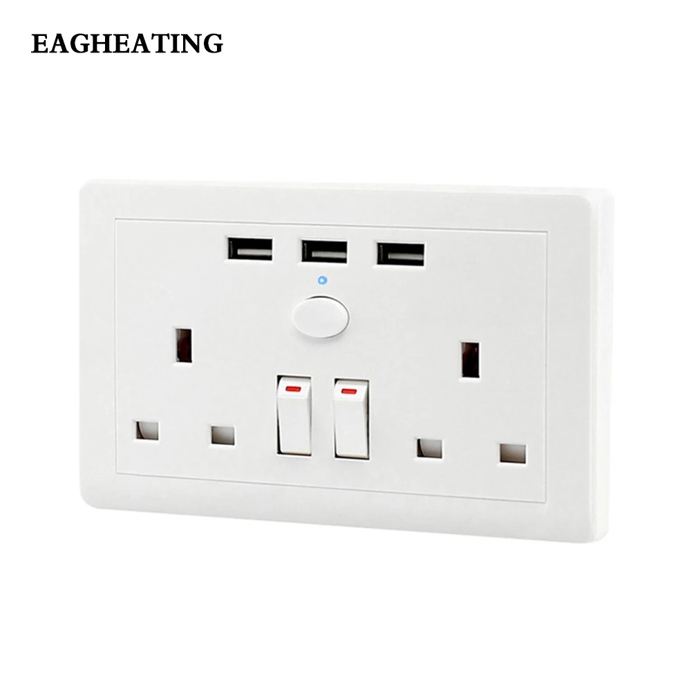 Multi functional Electric Wall штепсельная розетка питания с 3 USB зарядным портом AC 110 ~ 250 V UK