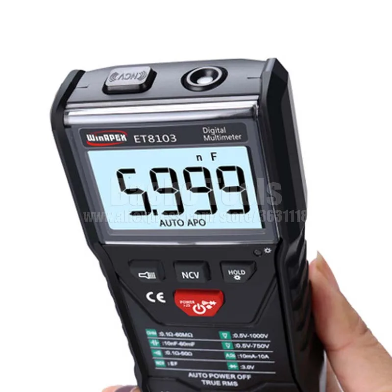 ET8103 полный Умный Цифровой мультиметр НТС True RMS напряжение сопротивление диода мини портативный мультиметр измерительный инструмент