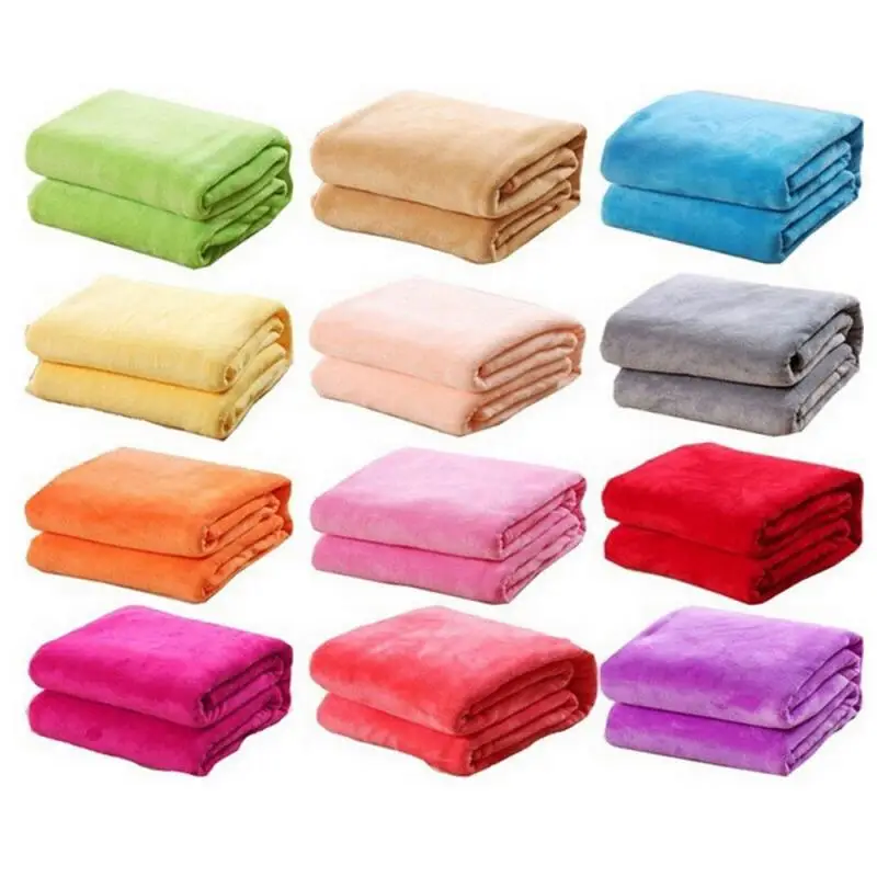 

New Household Solid Warm Small Flannel Blanket Plush Fleece Bed Sofa Office Air-condition Room Small Quilt 50*70cm 8 Colors