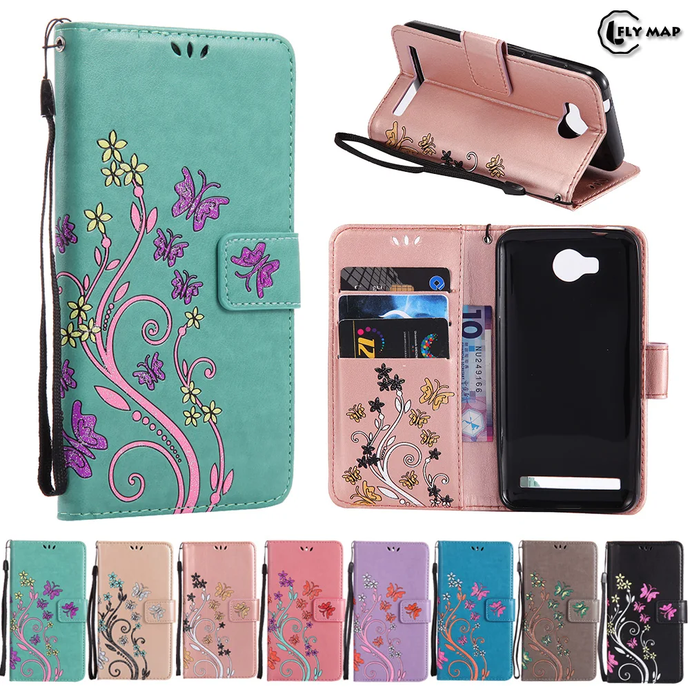 

Butterfly Case for Huawei Y3 ii 2 Y3ii Floral Leather Flip Cover Wallet Phone Case for Huawei Y 3 II 2 LUA-L21 LUA-U22 TPU Bag