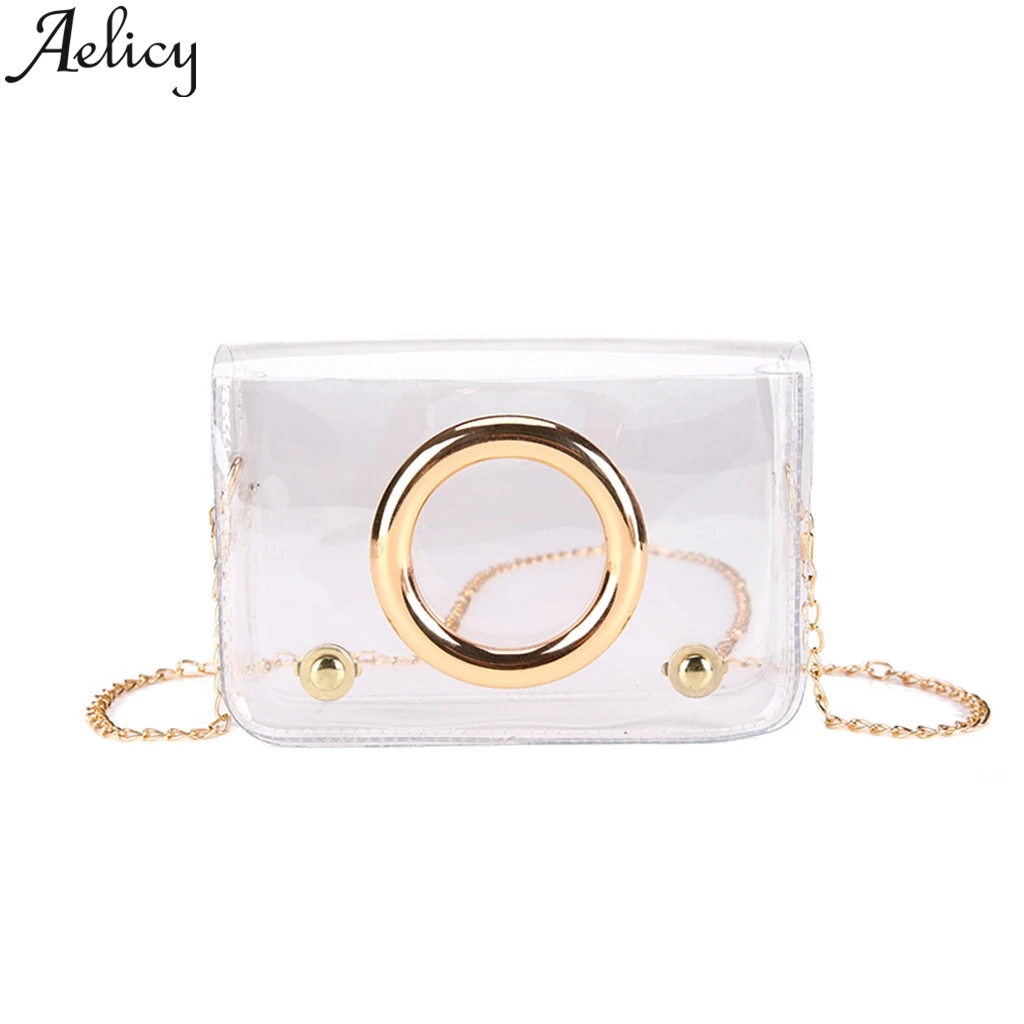 Aelicy 2019 Модные женские круглые металлические прозрачные сумки через плечо