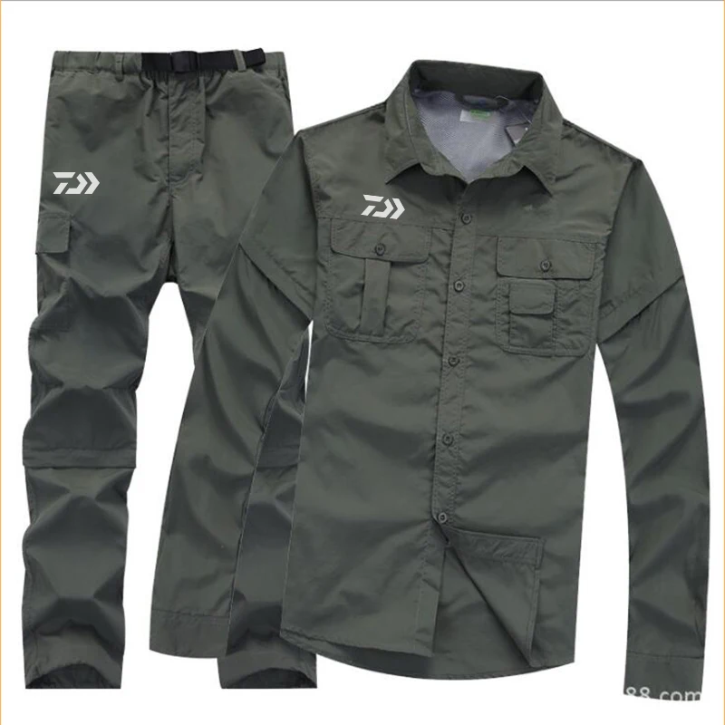 Conjuntos de Pesca Roupas de Pesca ao ar Livre à Prova de Vento Anti-uv de Secagem Roupas de Pesca à Prova de Chuva Daiwa Respirável Rápida Destacável Conjuntos 4 Respirável Anti-UV de Secagem rápida Roupas De
