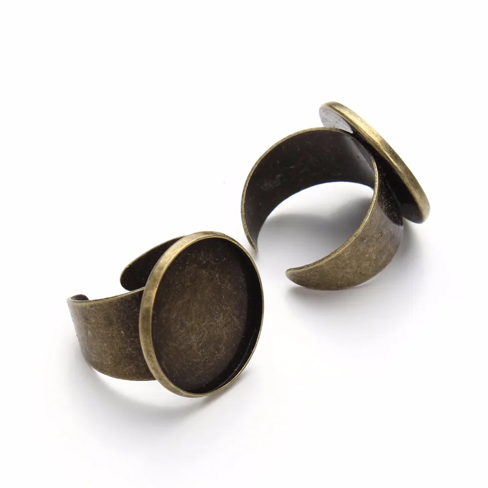 5pcs/lot Ring Cabochon Base Tray Antique Bronze Adjustable