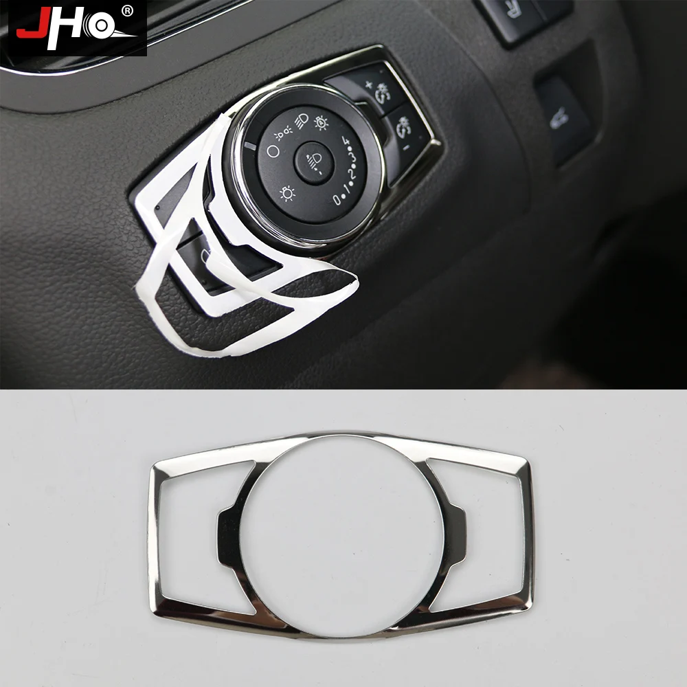 

JHO ABS Chrome Headlight Switch Button Frame Cover Trim For Ford Explorer 2011-2018 14 15 16 17 F150 EVEREST 2016-17 Edge 12-14