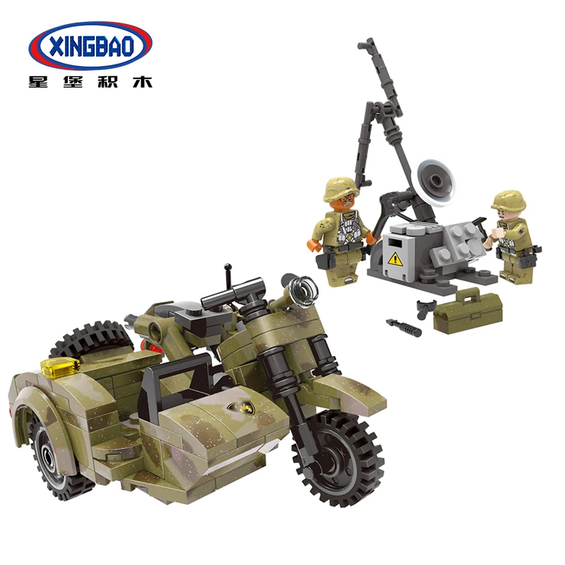 Xingbao 256pcs Military rmy Motorcycle DIY Building Blocks Bricks Set Toys Compatible Legoinglys With Figures Gift For Children