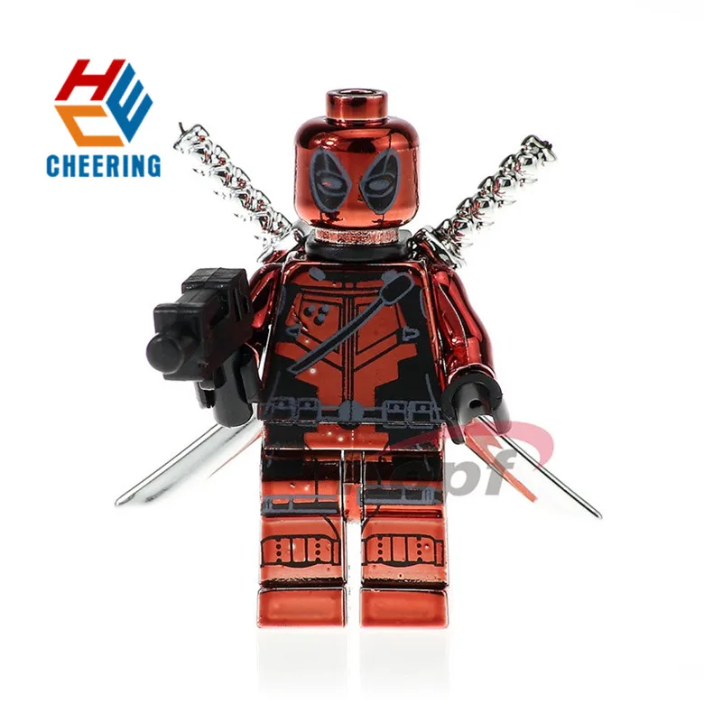 

20Pcs Wholesales Building Block Deadpool Chrom Golden Captain America Spiderman Best Gift Toy For Kids PG402