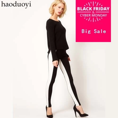 Haoduoyi black white New Womens Leggings Fashion Black and