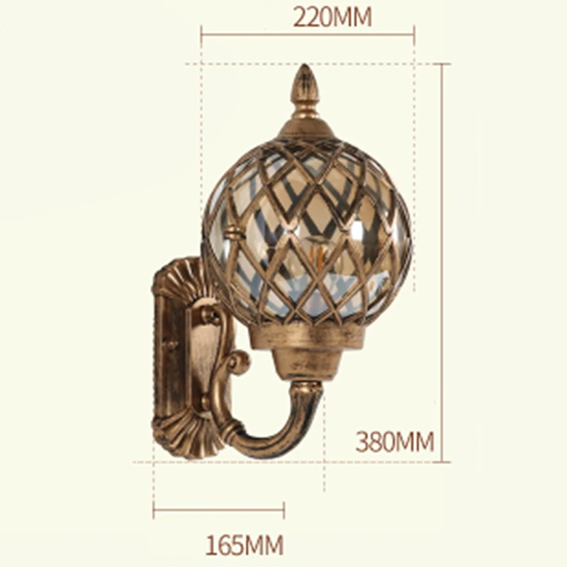 Ретро Европейский Стекло Глобус садовые светильник металла Фонари настенный светильник для лестницы балкон вилла Открытый