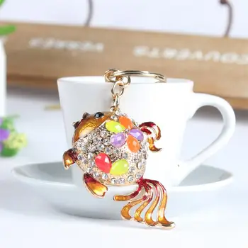 

Gold Fish Lovely Tail Cute Crystal Charm Purse Handbag Car Key Keyring Keychain Party Wedding Birthday Gift