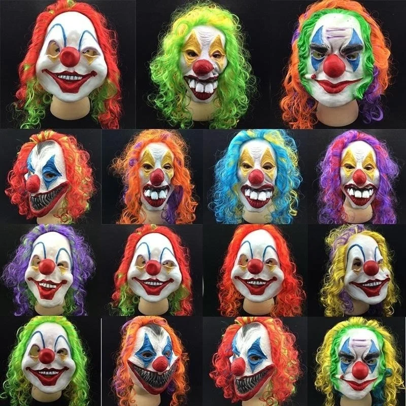 

Scary Clown Mask Joker Men's Full Face Horror Funny Mask For Halloween Party Masquerade Costume Mask Supplies