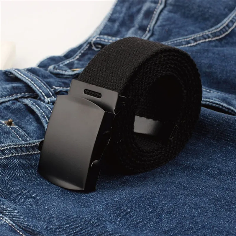 Men Women Automatic Fashion Nylon Belt Buckle Fans Canvas Belt young candy color belts for women men 40FE0107