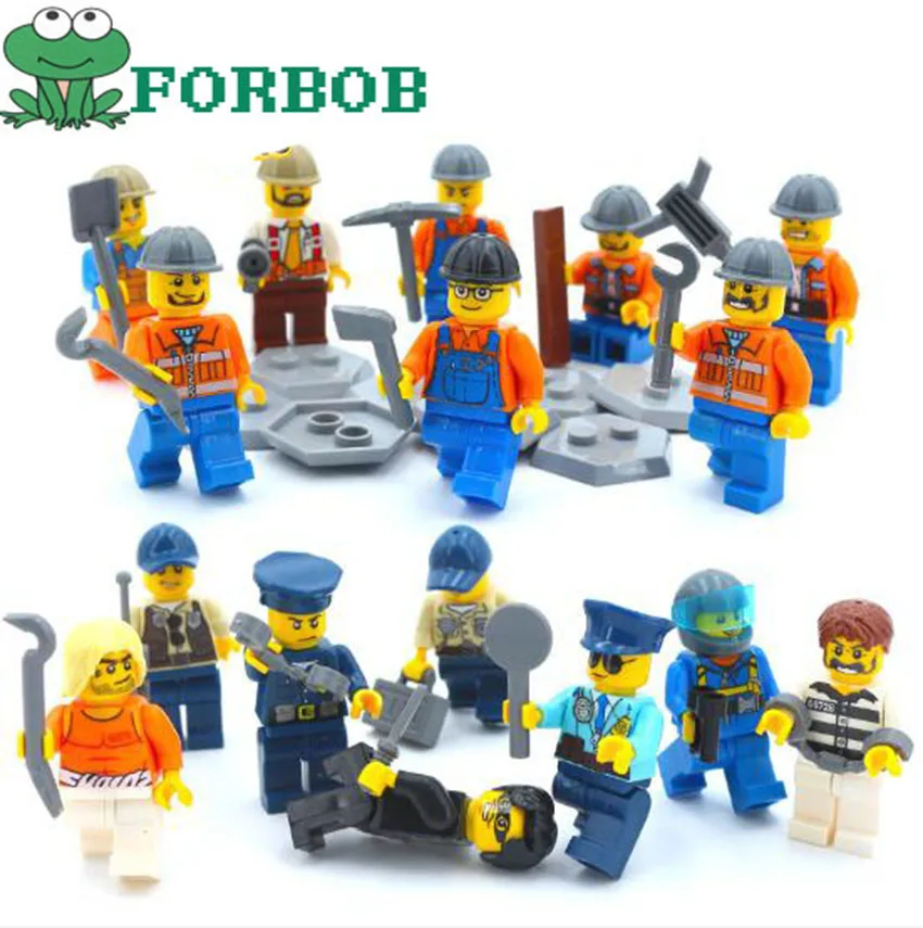 

8pcs/lot City Police Engineer Model Building Blocks Figurines toys set 2018 New Occupations Persons plastic model building kits