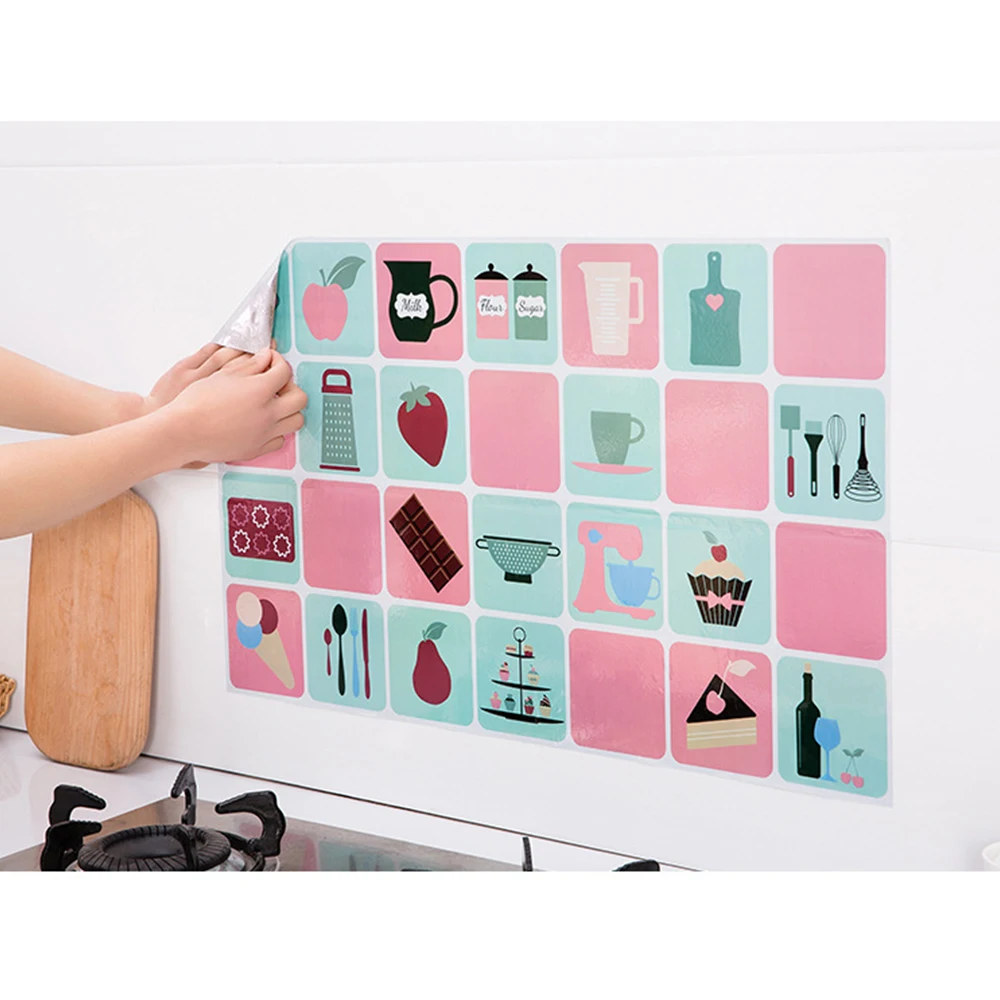 

75CMX45CM waterproof Aluminum foil decorative film self adhesive wallpaper roll for kitchen furniture stickers pvc home decor