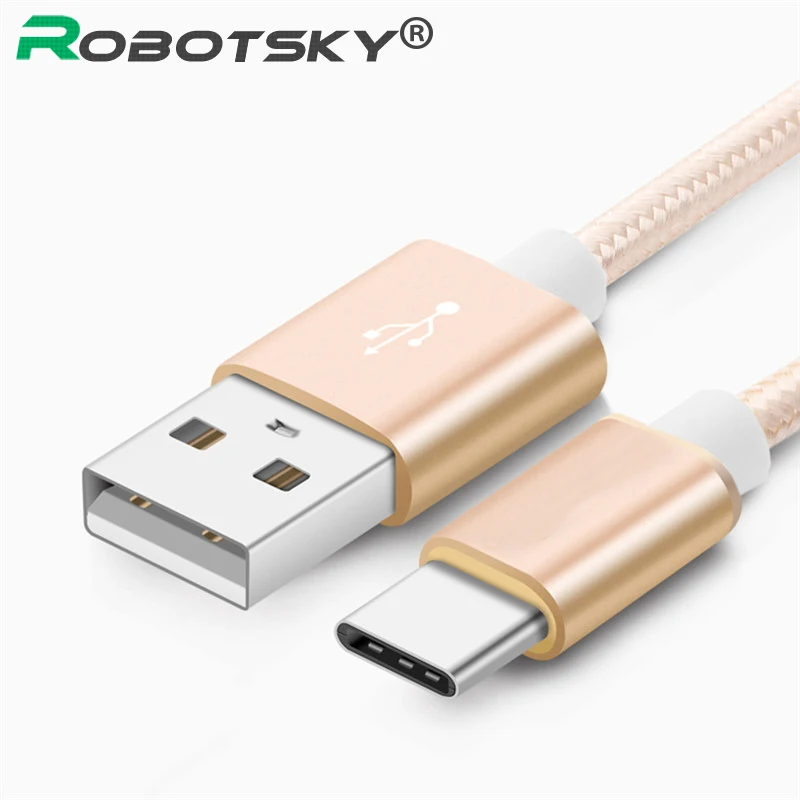 

Robotsky USB Type C Cable Nylon Braid 2A Fast Type-C Charging Data Cable for Samsung LG Oneplus 0.25M 1M 1.5M 2M USB-C Cable