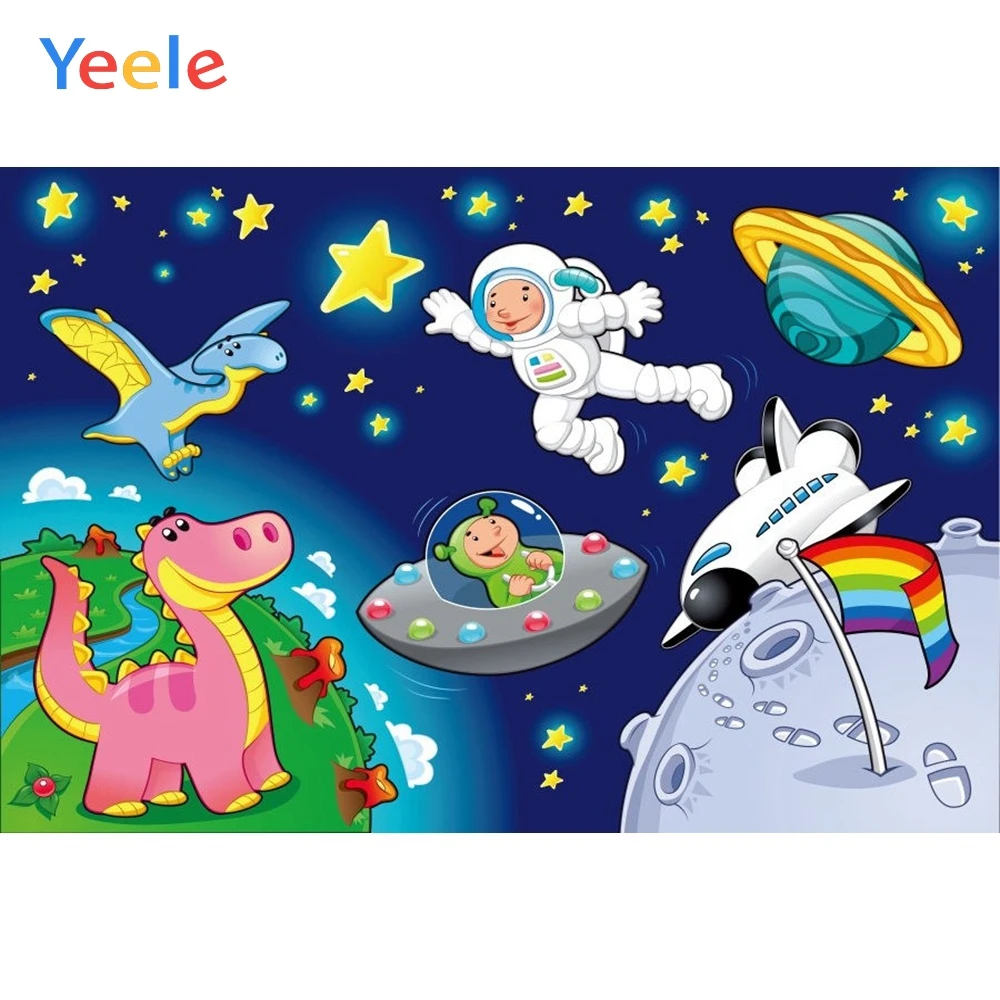 

Yeele Vinyl Cartoon Earth Spacecraft Astronaut Baby Birthday Party Photography Backdrop Photographic Background Photo Studio