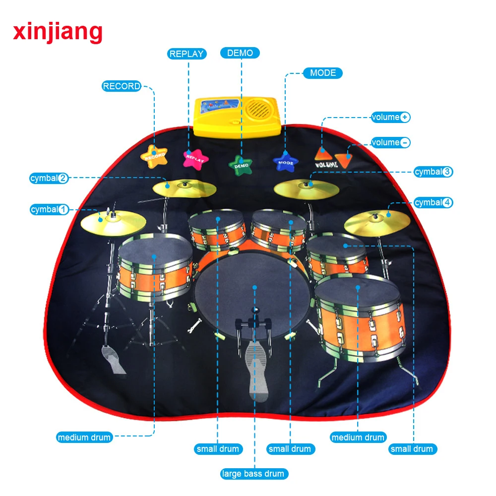 Детский игровой коврик, музыкальный коврик с барабаном, 8 тонный барабанный инструмент, ковер для записи, одеяло, развивающие игрушки для детей}