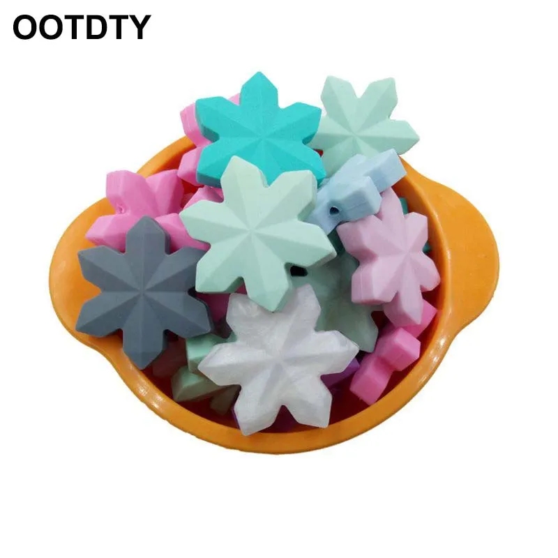 

1 piece Snowflake Beads Baby Teether DIY Pacifier Chain Silicone Teething Beads For Necklace Jewelry
