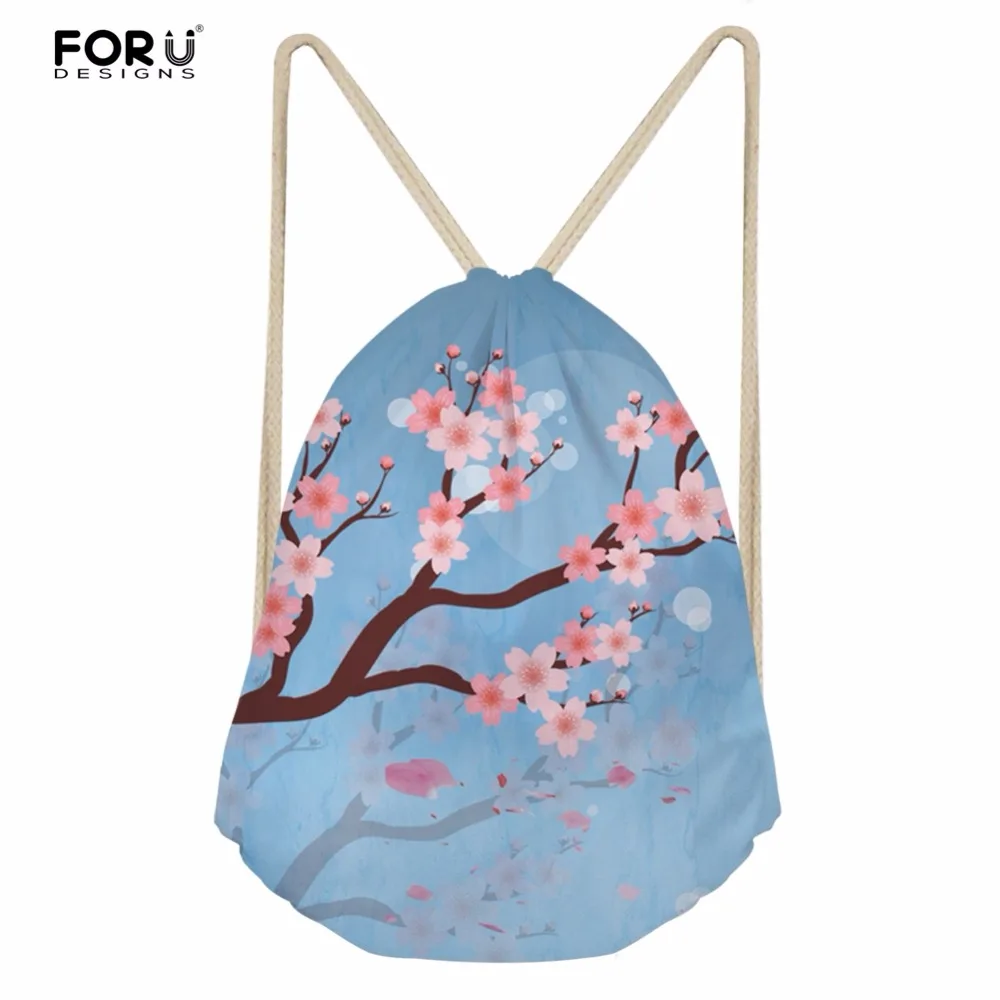 FORUDESIGNS/Цветочный стиль Drawstring сумки детские школьные сумки для девочек маленький рюкзак с цветочным принтом для женщин Cinch плеча Racksack сумка