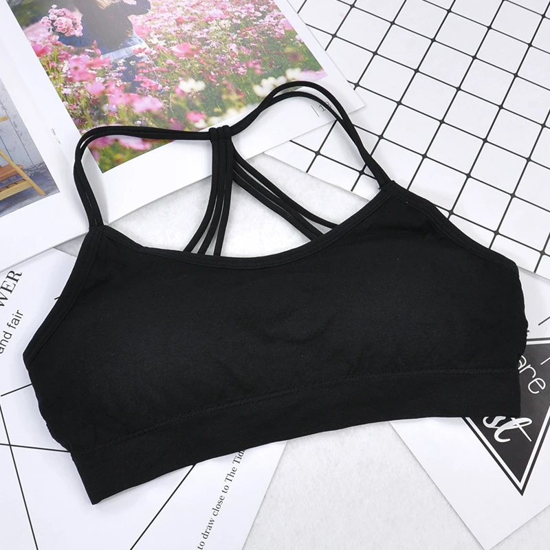 Push Up Sports Bra Yoga Fitness Tops For Womens Gym Running Top Padded Bra Athletic Vest Underwear Shockproof Strappy Sports Top