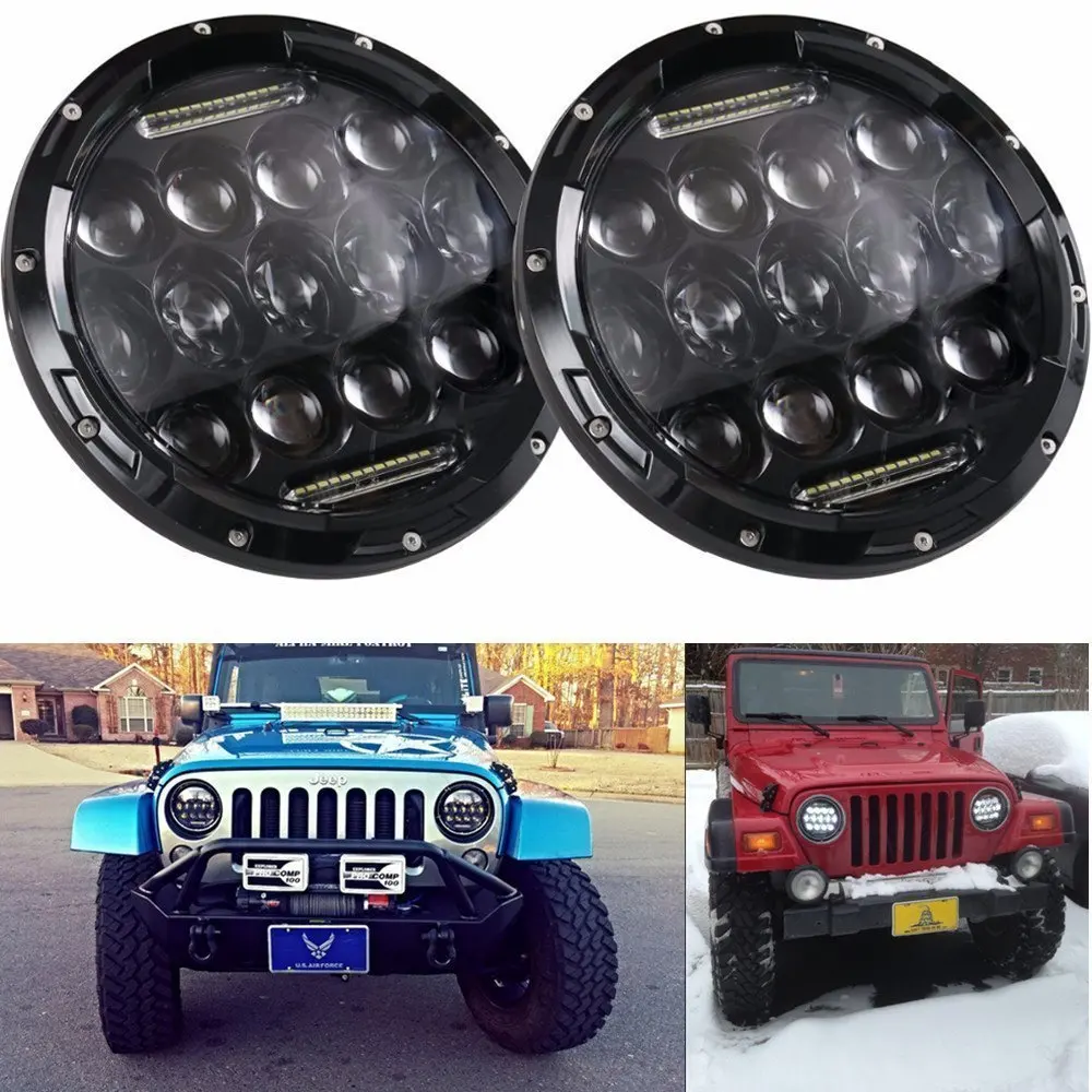 DOT SAE E9 75w 7inch Round LED Headlight With DRL Hi/lo Beam for Jeep Wrangler Jk Tj Harley Davidson Hummer FJ