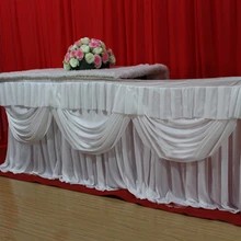 Детское украшение для праздничного стола decaches 10 футов Длина ледяной шелк настольная юбка свадебные белые настольные плинтусы украшения для стола на день рождения Роскошная ткань