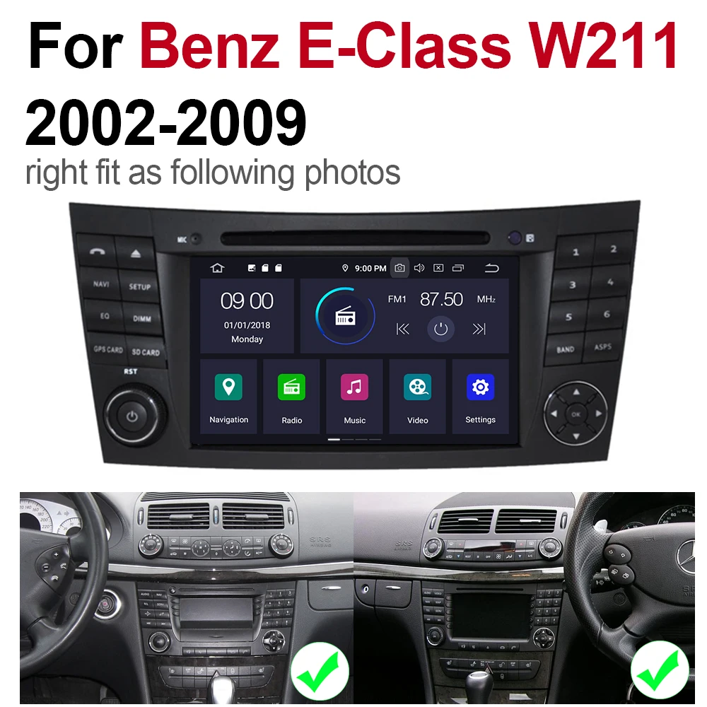 2 Din Автомобильный мультимедийный плеер Android 9 авто радио для Mercedes Benz E Class W211 2002~ 2009 NTG DVD gps 8 ядер 4 ГБ 32 ГБ Bluetooth
