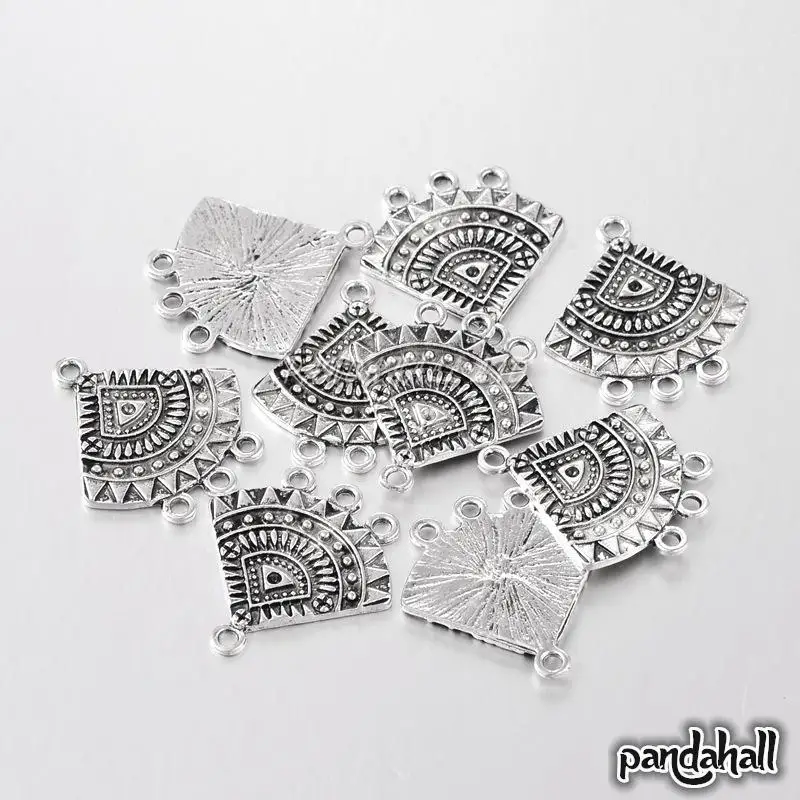 

Alloy Dangle Chandelier Component Links, Lead Free and Cadmium Free, Fan, Antique Silver Color, 26x24x1.5mm, Hole: 2mm