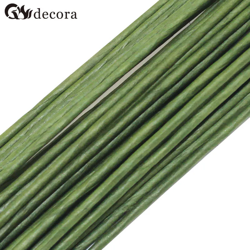 2#2 мм 40 см длина бумаги или ПВХ зеленые пакетики с проволокой искусственный цветок стволовых(100 шт./лот - Цвет: Paper Covered