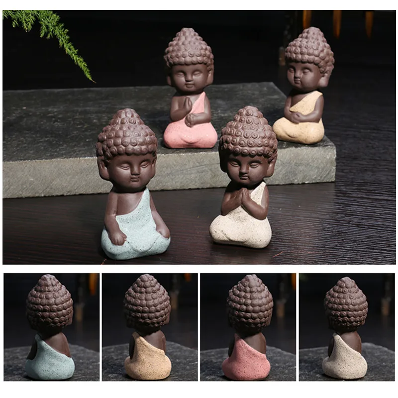 Laughing Monk Fenteer Aquarium Decorations Statue Decor Resin Monks Decoration Lifelike Artificial Model Buddhist Monk Statue Resin Crafts for Aquarium Fish