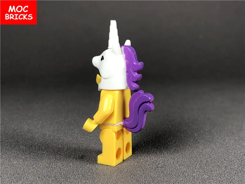 20 компл./лот кубики MOC маска на голову лошадь с рогом Единорог и хвост подходит для