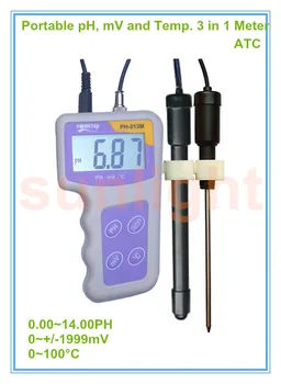 

Portable pH mV and Temperature 3 in 1 Meter 0.00~14.00PH with Calibration Solution