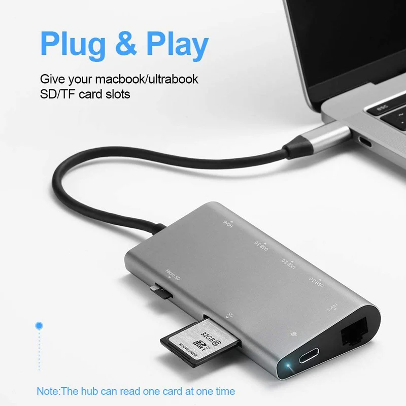 Llano USB док-станция все-в-одном USB-C к HDMI кард-ридер RJ45 PD адаптер для MacBook samsung Galaxy S9/S8/S8+ type C концентратор