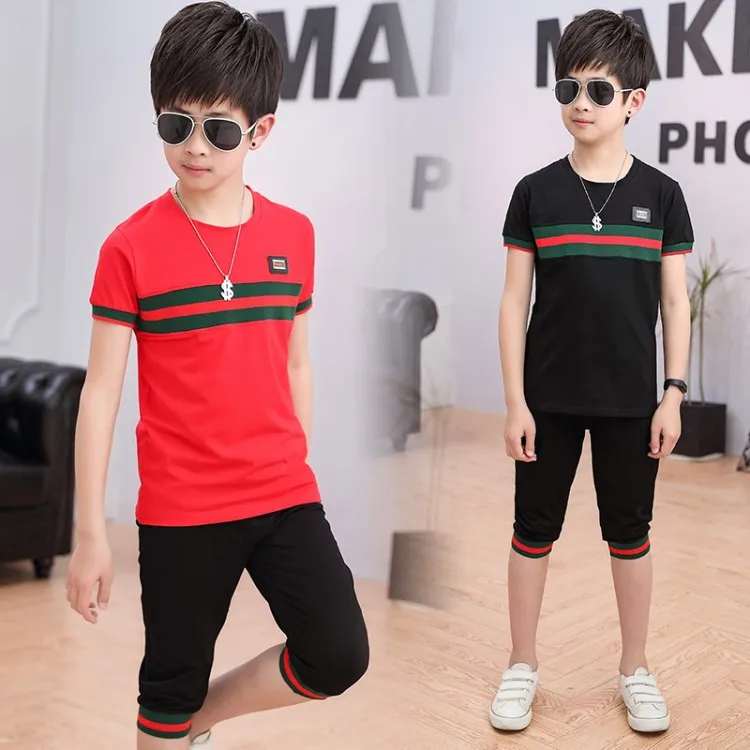 

Casual Active Boys Clothes Set Summer Girls Teenage T Shirt Shorts Children Suit 2019 Kids Outfits Sports Clothing For Boys 2Pcs