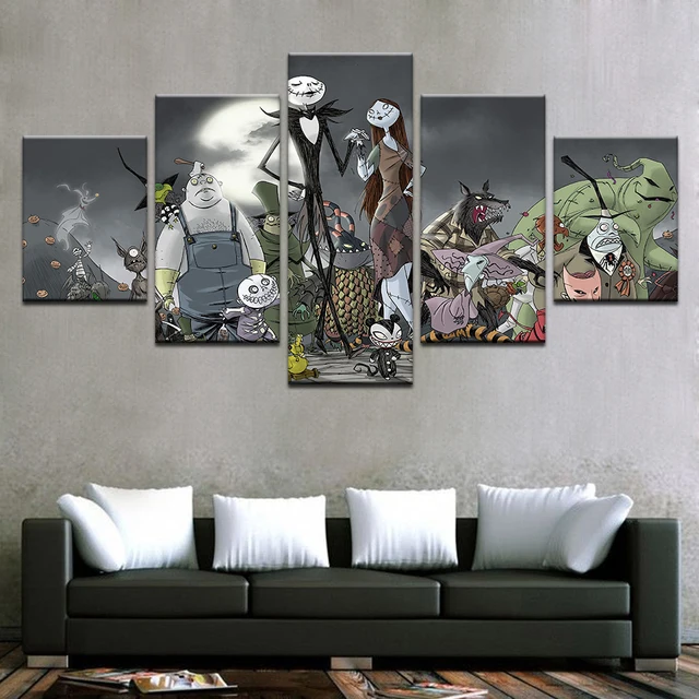 5 Panel Mimpi Buruk Sebelum Natal Dinding Poster Untuk 5 Panel Mimpi Buruk Sebelum Natal Dinding Poster Untuk Ruang Tamu Dekorasi Rumah Modular Kanvas