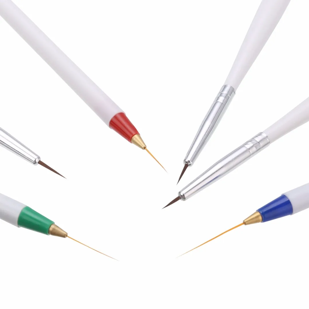 6pcs Professional Nails Brush UV Gel Fine Line Liner Drawing Brushes Tiny Nail Art Painting Pen Tool Set Mayitr