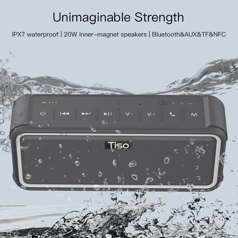 Tiso T15 IPX7 waterproof Bluetooth speaker NFC