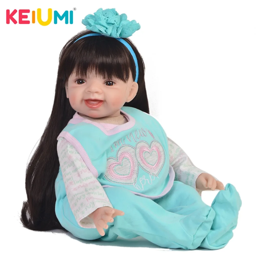 

KEIUMI 22 inch Baby Reborn Realisting Smile Princess Soft Silicone Stuffed Dolls Reborn Babies 55 cm Toys For Girl XMAS Gifts