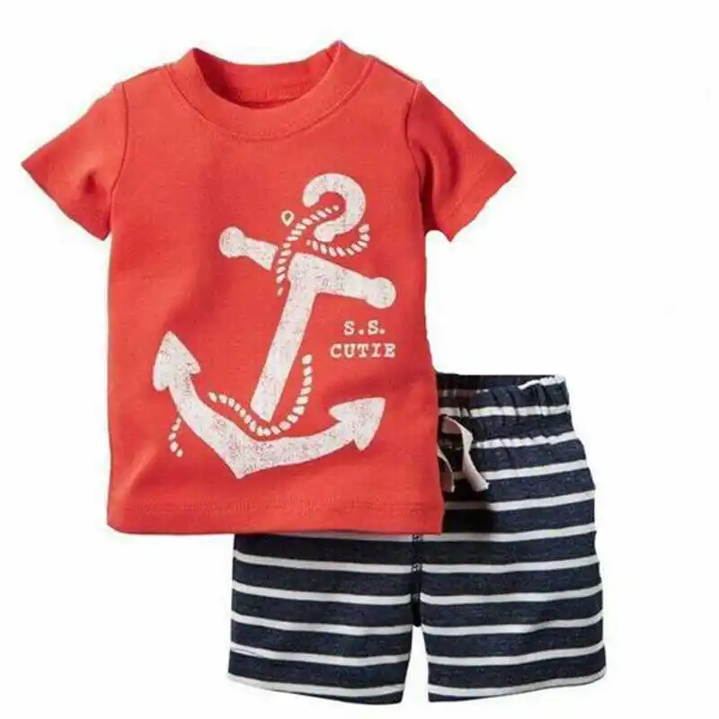 Камуфляжный костюм для детей с динозавром комплекты одежды для маленьких мальчиков футболка для младенцев камуфляжные шорты, штаны Одежда для новорожденных от 6 до 24 месяцев - Цвет: color at picture