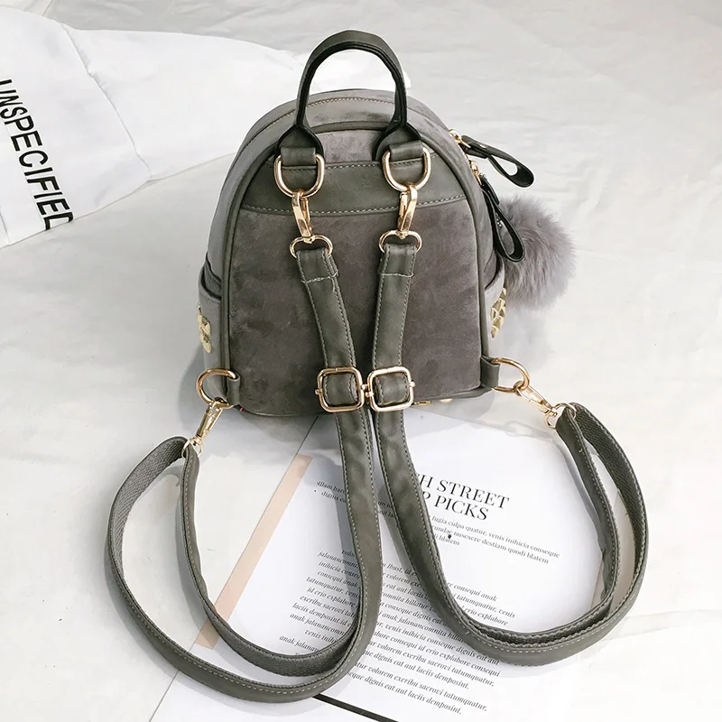 Janespri 2018 New Mini Velour Backpack Female Cute Backpacks High Quality Backpack for Girls Women Pure color bag Korea Mochila (3)