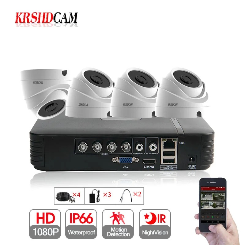 KRSHDCAM 4CH AHD видеонаблюдения DVR Системы 20 м IR 4 шт. 1080 P CCTV Камера домашние дома