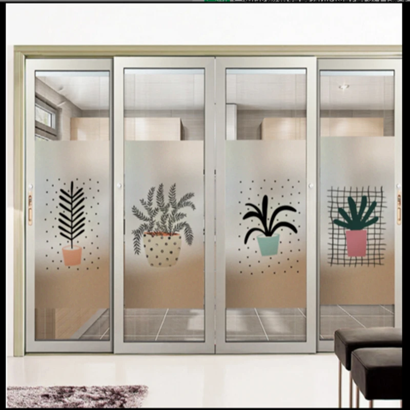 Window Glass stickers Nordic plant frosted glass film window opaque