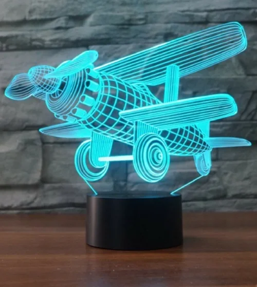 Самолет 3D сенсорный Иллюзия светодиодный ночник автоматическое изменение цвета usb настольная лампа Декор подарок свет