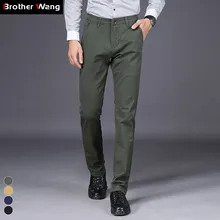 42 44 46 размера плюс мужские повседневные брюки высокого качества Новые прямые облегающие бизнес хлопковые брюки Мужская брендовая одежда