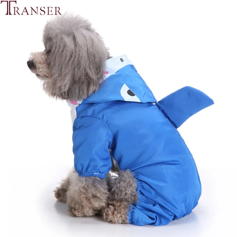 

Transer Free Shipping Blue Dog Clothes Cute Shark Shape Pet Jumpsuit Tracksuit Waterproof Pet Dog Raincoat Drop Shipping 80502