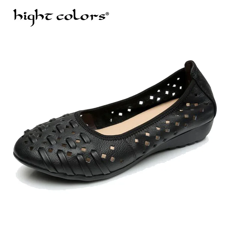 

2017 Genuine Leather Round Toe Women Flat Shoes BROWN+BLACK+KHAKI+ORANGE+BEIGE Leisure Lady Casual Shoes Hollow Women's Loafers